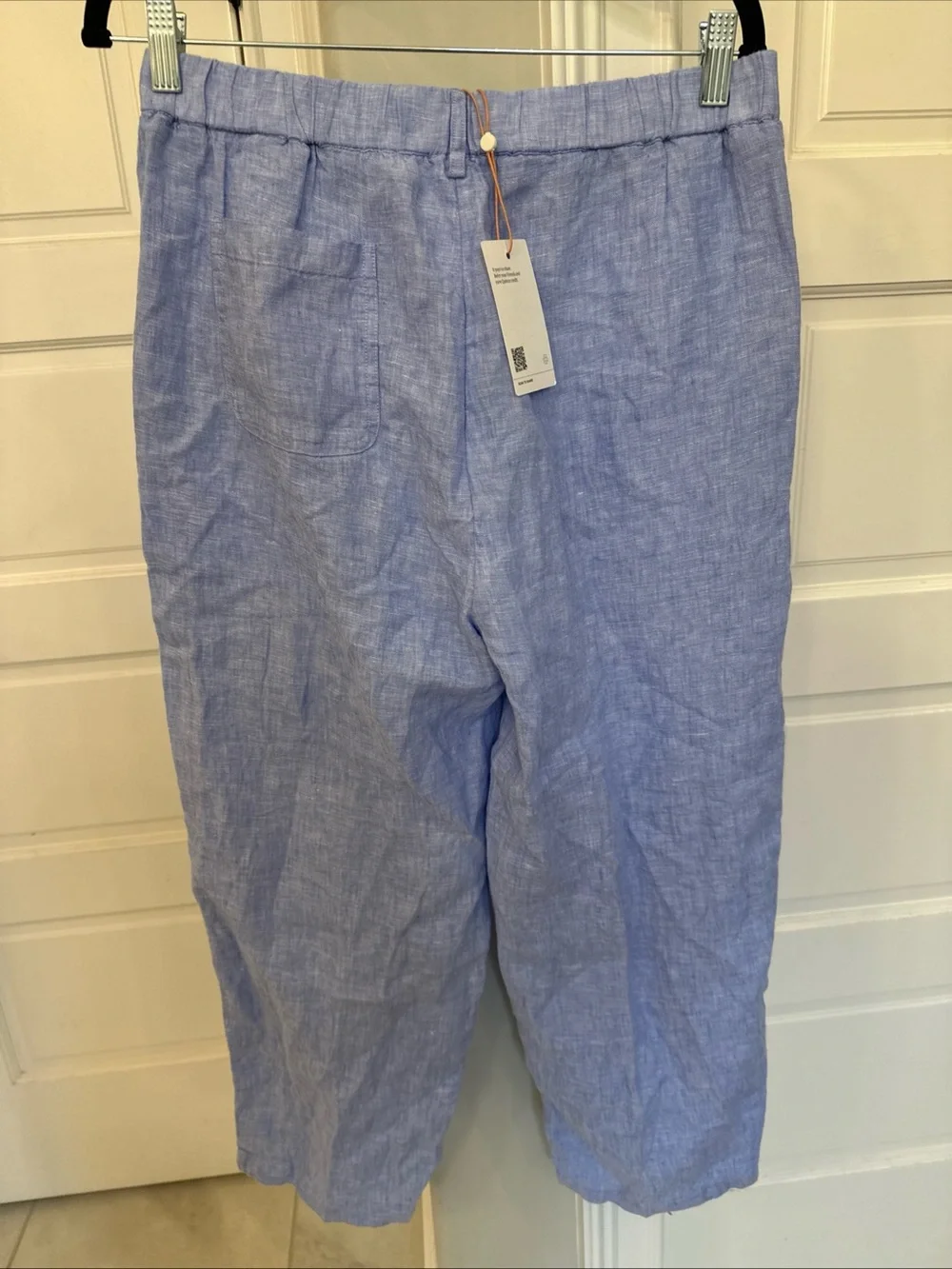 Quince 100% European Linen Pants M French Blue Pull On Elastic Waist Pockets NWT